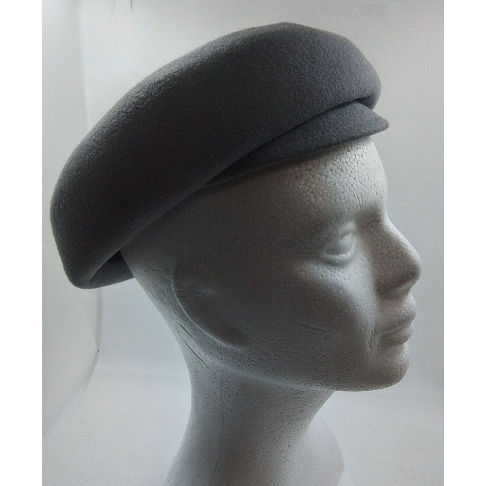 Vintage Yearounder Grey Wool Felt Pillbox Hat Henry Pollak Inc Size 22 USA Made
